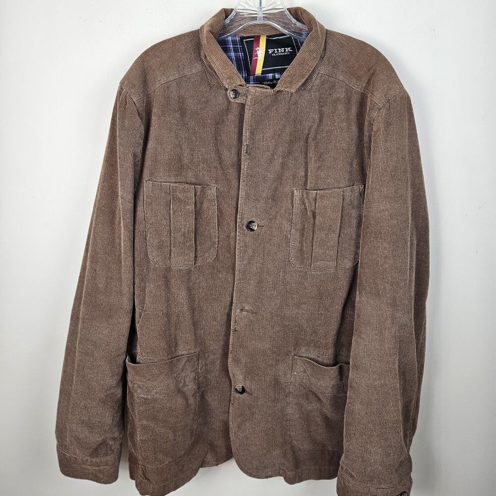 Fink Clothing Mens Jacket Size XL Brown Corduroy Blazer Coat Button Nice!